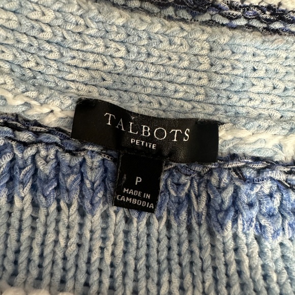 Talbots Blue & White Striped Chunky Button Up Grannycore Cardigan Sz Small - Picture 7 of 8